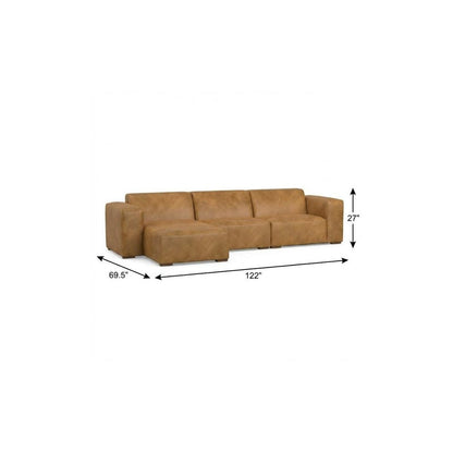 122" Sienna Leather Modular Sofa With Brown Legs HomeRoots