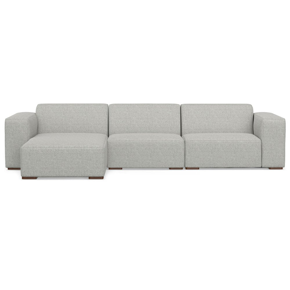 122" Gray Fabric Modular Sofa With Brown Legs HomeRoots