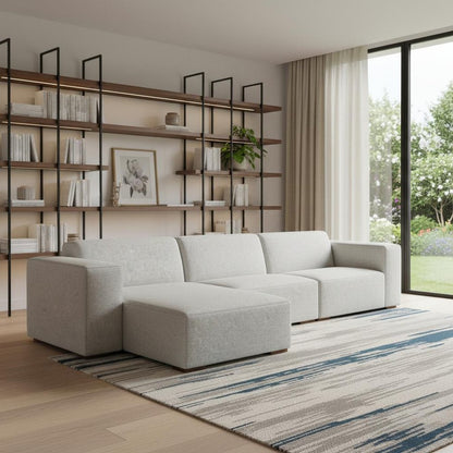 122" Gray Fabric Modular Sofa With Brown Legs HomeRoots