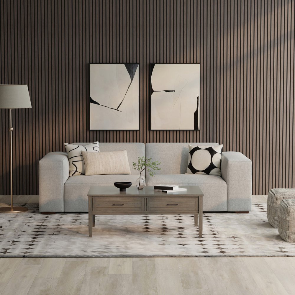 88" Gray Fabric Modular Sofa With Brown Legs HomeRoots