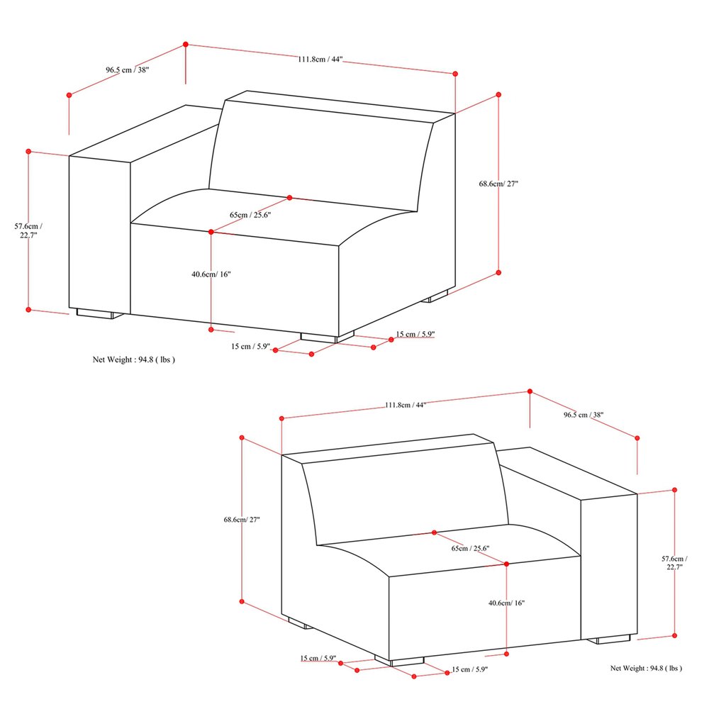88" Gray Fabric Modular Sofa With Brown Legs HomeRoots