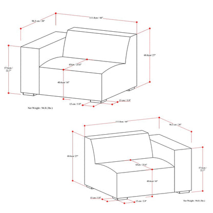 88" Gray Fabric Modular Sofa With Brown Legs HomeRoots