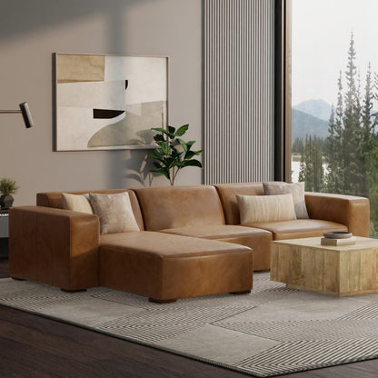 122" Brown Leather Modular Sofa HomeRoots