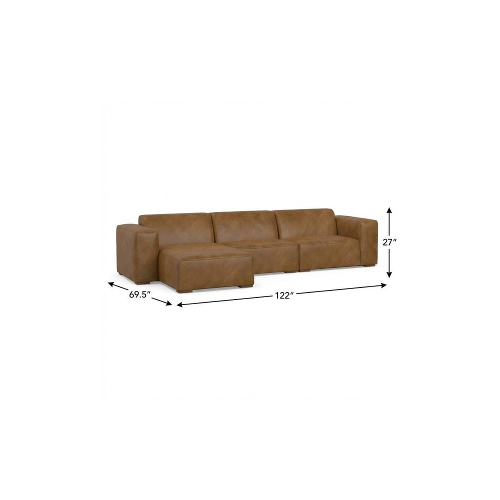 122" Brown Leather Modular Sofa HomeRoots