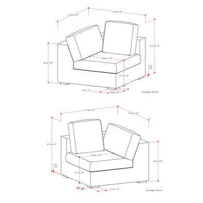 88" Gray Fabric Modular Sofa With Brown Legs HomeRoots