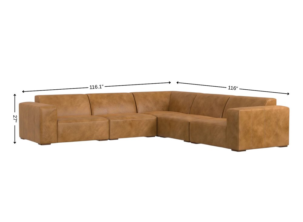 116" Sienna Leather Modular Sofa With Brown Legs HomeRoots