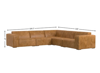 116" Sienna Leather Modular Sofa With Brown Legs HomeRoots