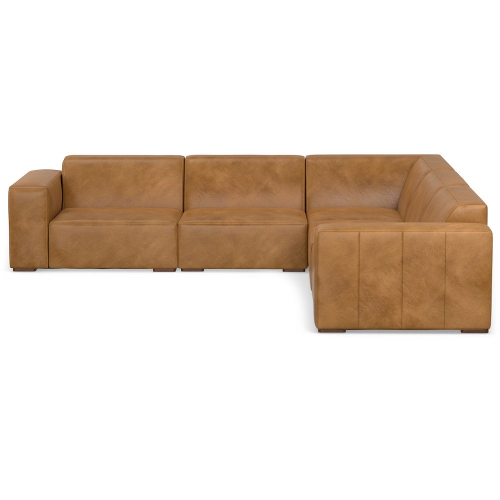 116" Sienna Leather Modular Sofa With Brown Legs HomeRoots