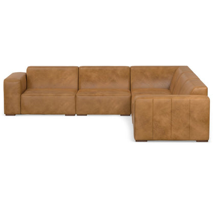 116" Sienna Leather Modular Sofa With Brown Legs HomeRoots