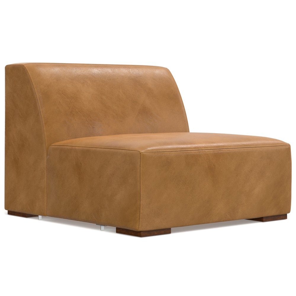 116" Sienna Leather Modular Sofa With Brown Legs HomeRoots