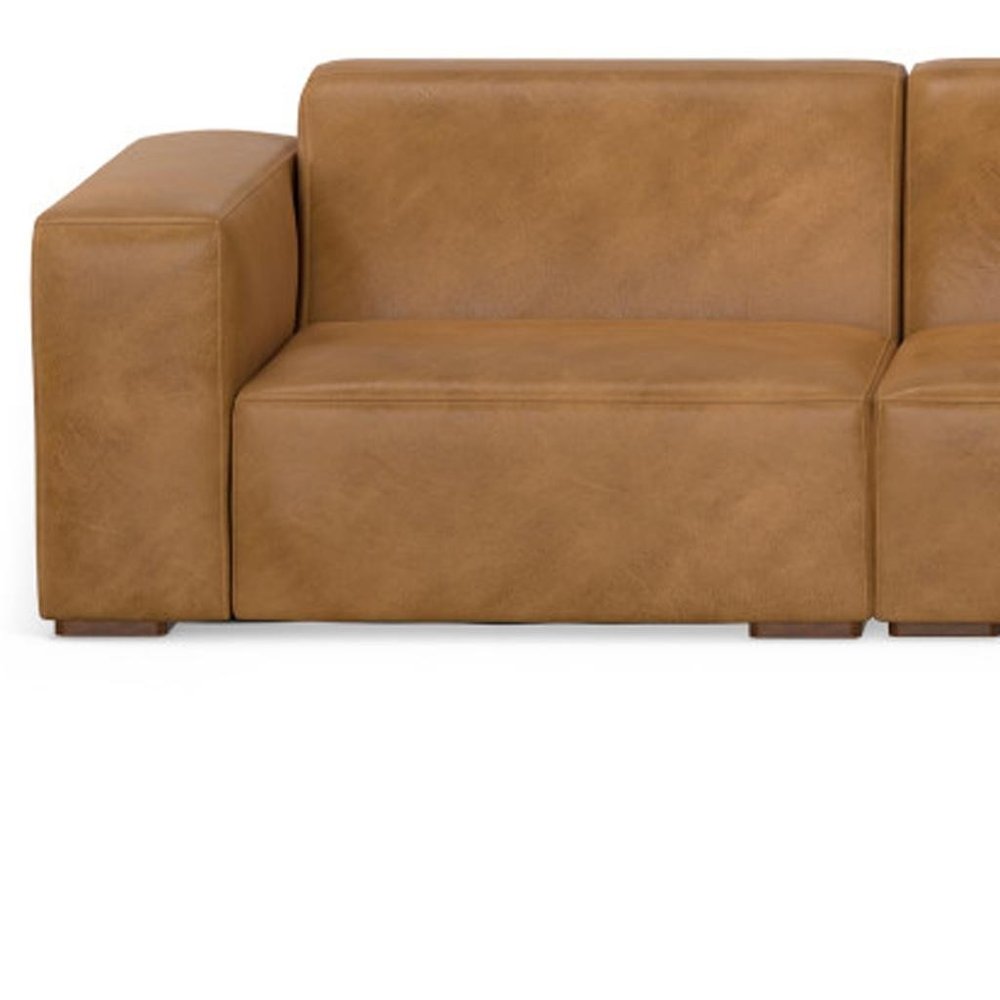 116" Sienna Leather Modular Sofa With Brown Legs HomeRoots