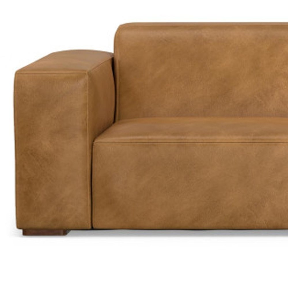 122" Sienna Leather Modular Sofa With Brown Legs HomeRoots
