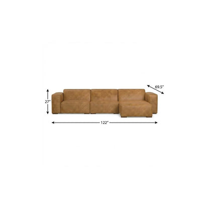 122" Sienna Leather Modular Sofa With Brown Legs HomeRoots