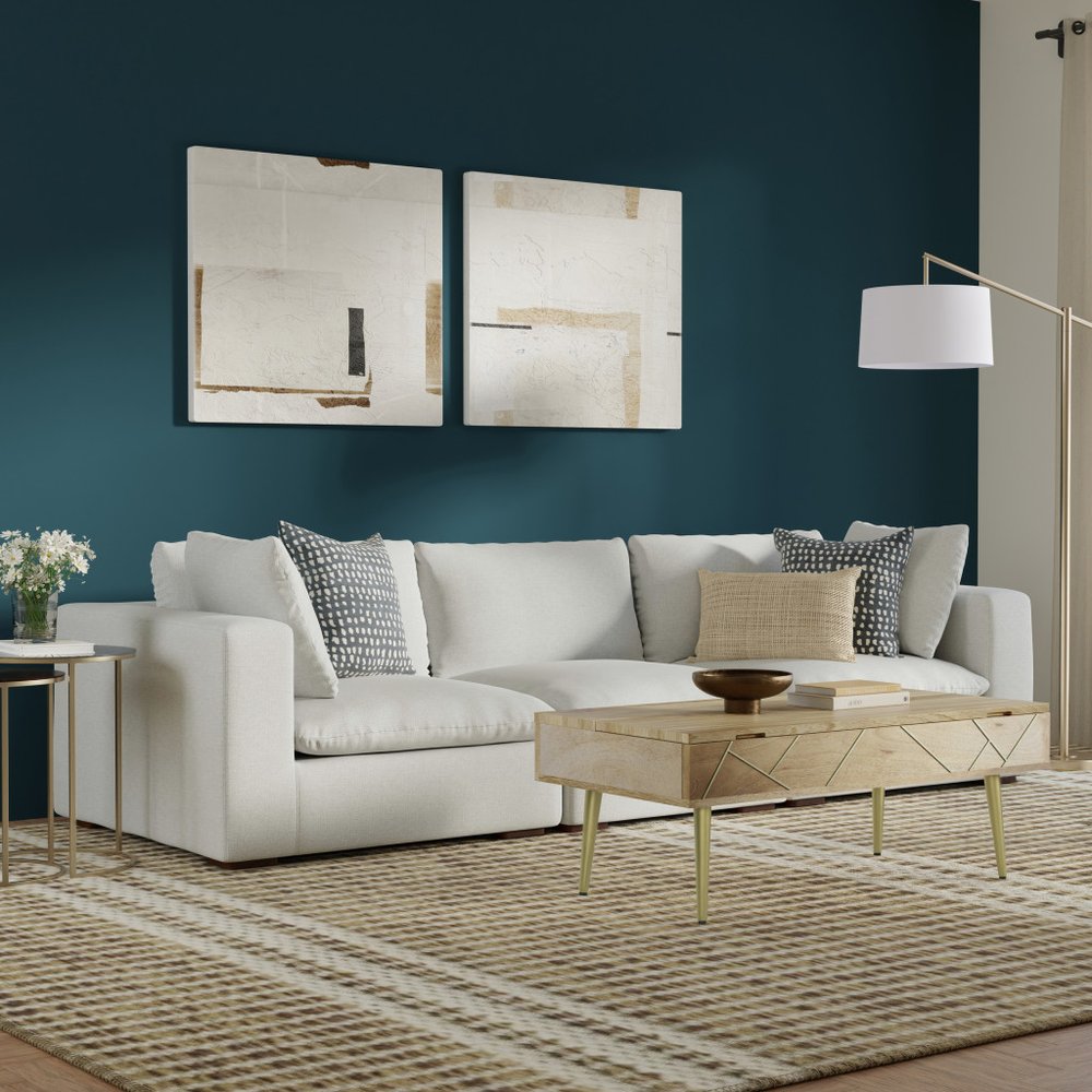 125" Gray Fabric Modular Sofa With Brown Legs HomeRoots