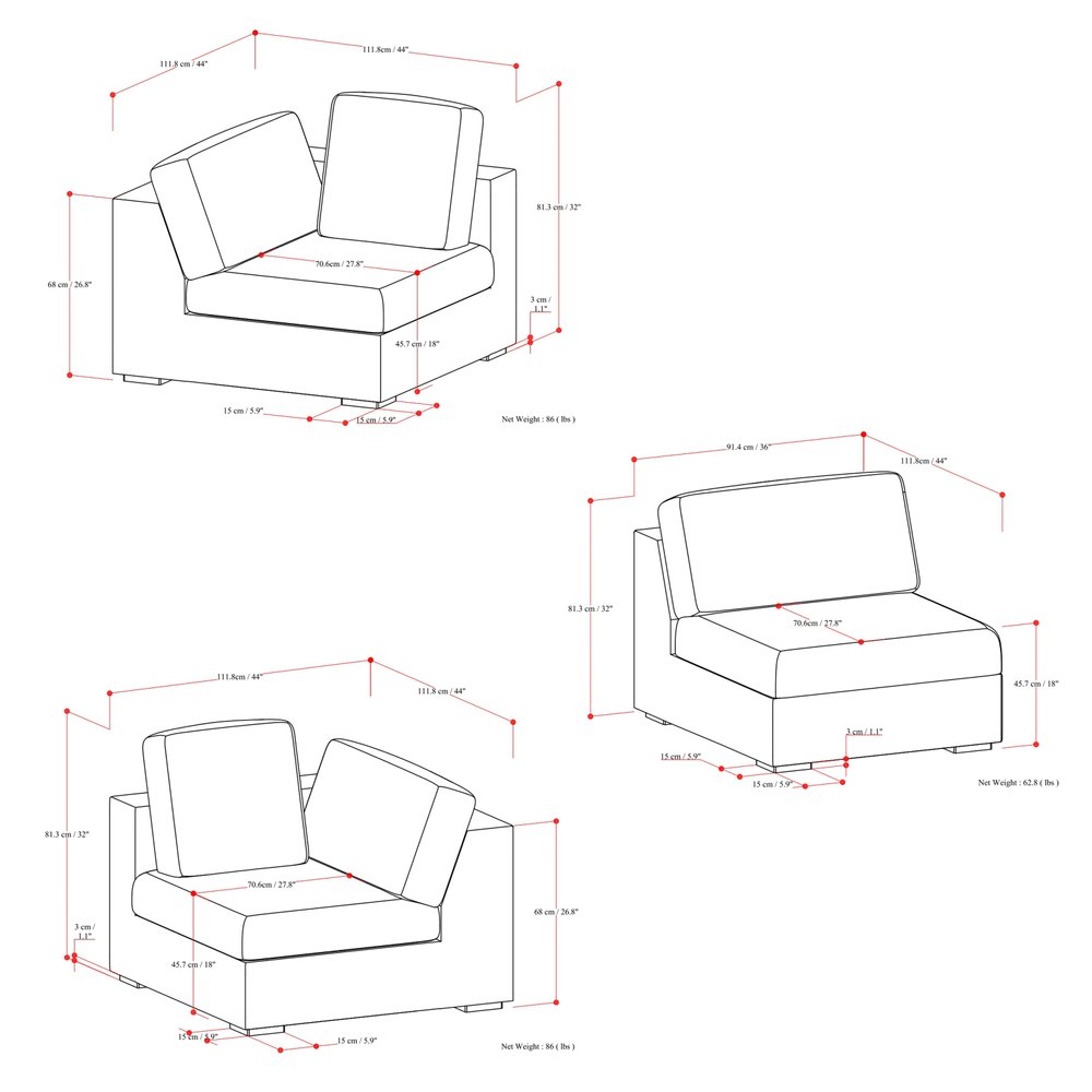 125" Gray Fabric Modular Sofa With Brown Legs HomeRoots