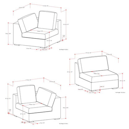 125" Gray Fabric Modular Sofa With Brown Legs HomeRoots