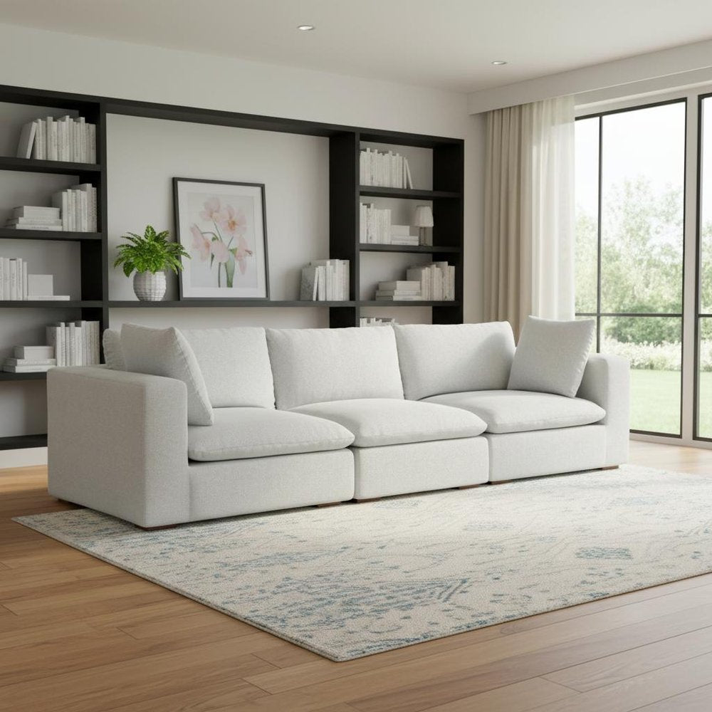125" Gray Fabric Modular Sofa With Brown Legs HomeRoots