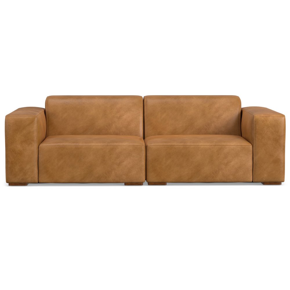 88" Sienna Leather Modular Sofa With Brown Legs HomeRoots