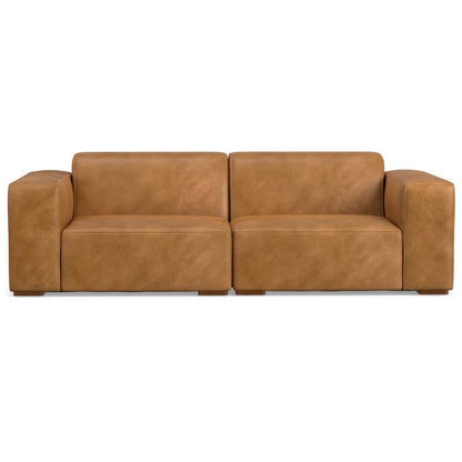 88" Sienna Leather Modular Sofa With Brown Legs HomeRoots