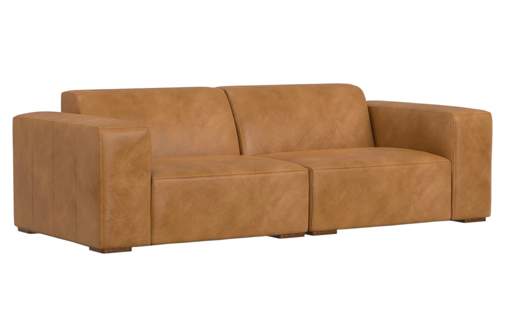 88" Sienna Leather Modular Sofa With Brown Legs HomeRoots