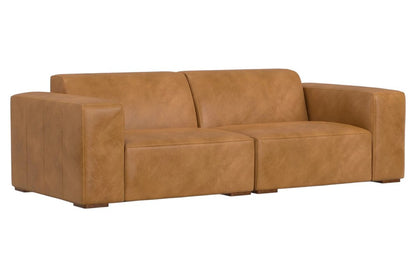 88" Sienna Leather Modular Sofa With Brown Legs HomeRoots