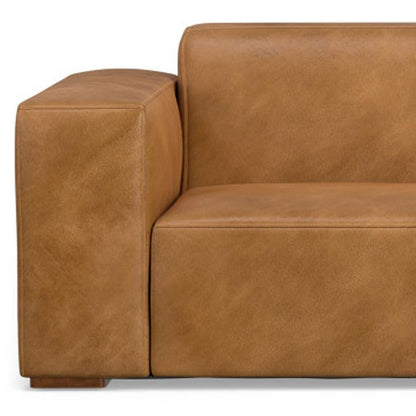 88" Sienna Leather Modular Sofa With Brown Legs HomeRoots