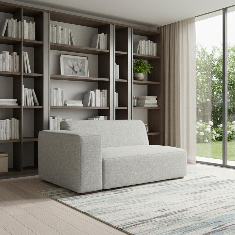 44" Gray Fabric Modular Sofa With Brown Legs HomeRoots
