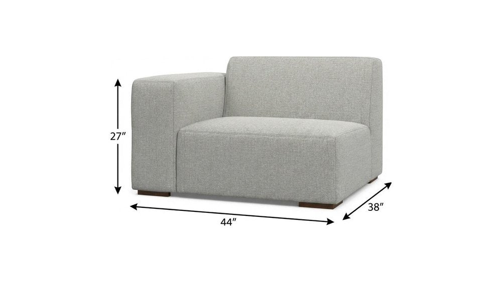 44" Gray Fabric Modular Sofa With Brown Legs HomeRoots