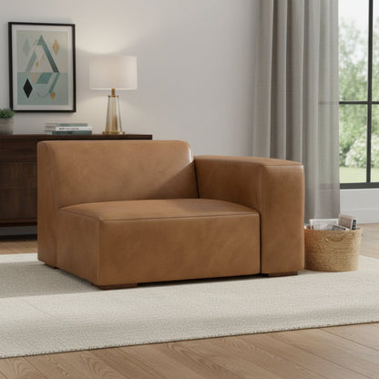 44" Brown Leather Modular Sofa HomeRoots