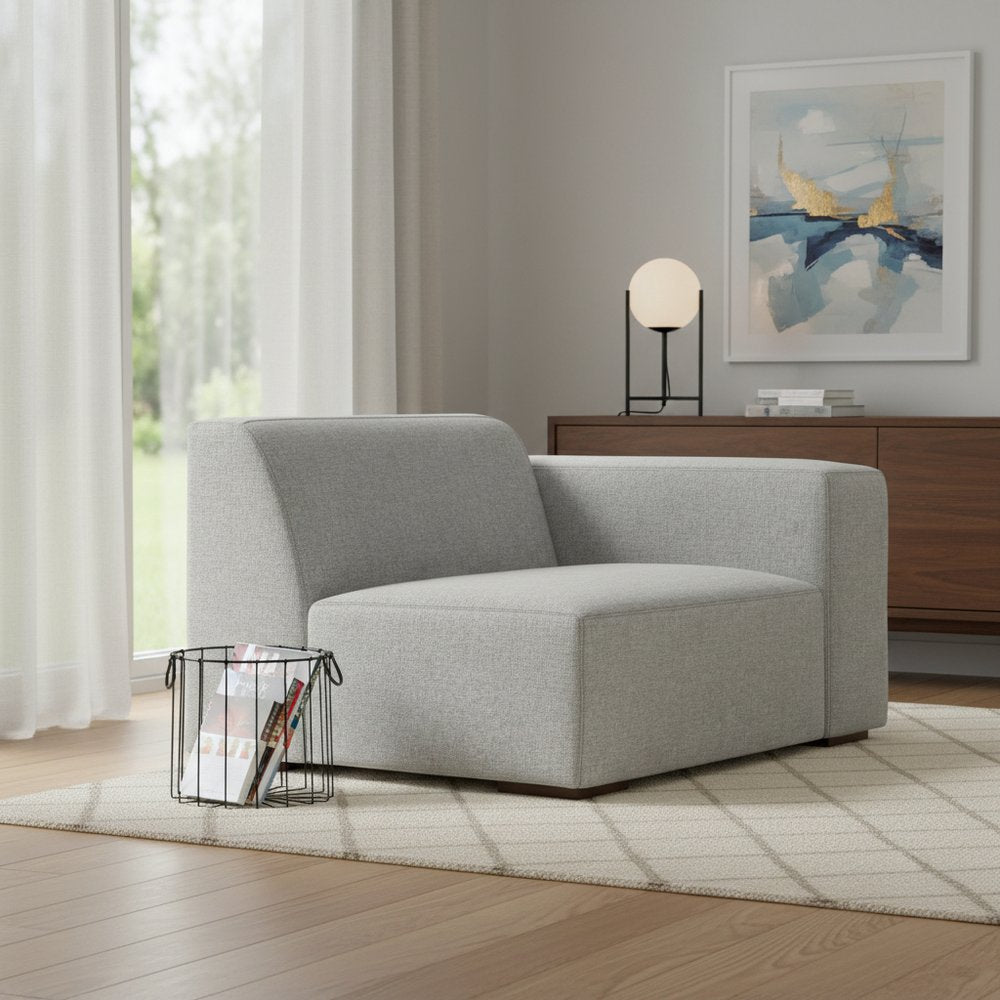 44" Gray Fabric Modular Sofa With Brown Legs HomeRoots