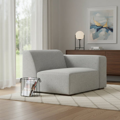 44" Gray Fabric Modular Sofa With Brown Legs HomeRoots