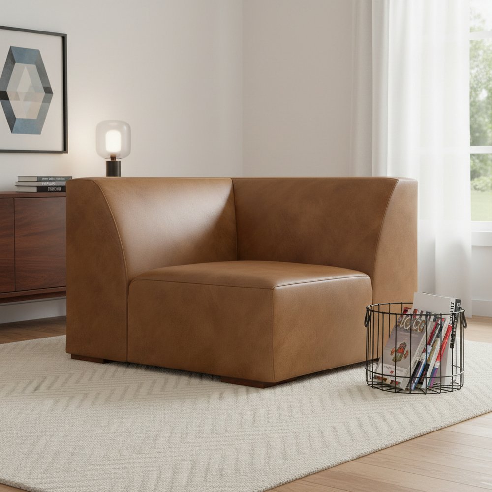 38" Brown Leather Modular Sofa HomeRoots