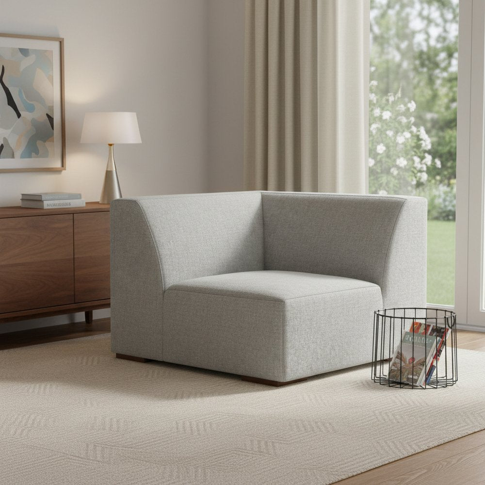 38" Gray Fabric Modular Sofa With Brown Legs HomeRoots