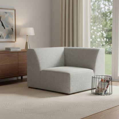 38" Gray Fabric Modular Sofa With Brown Legs HomeRoots