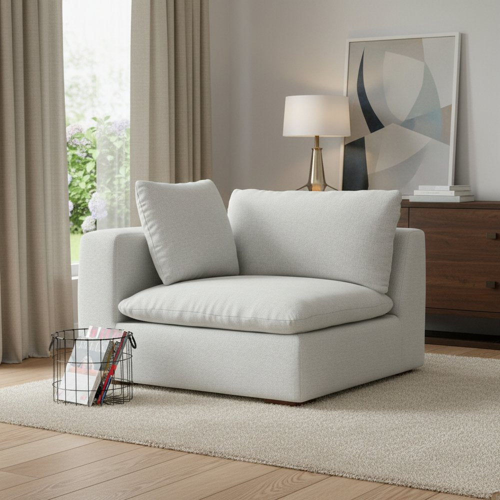 44" Gray Fabric Modular Sofa With Brown Legs HomeRoots