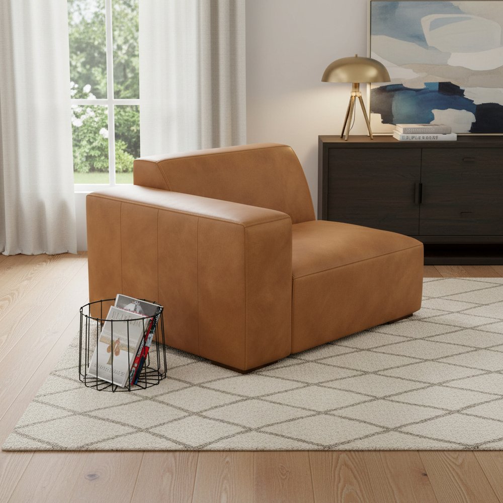 44" Sienna Leather Modular Sofa With Brown Legs HomeRoots