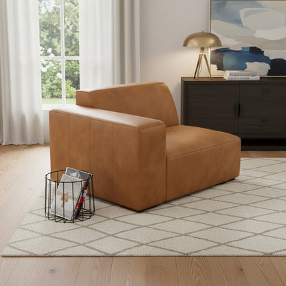 44" Sienna Leather Modular Sofa With Brown Legs HomeRoots