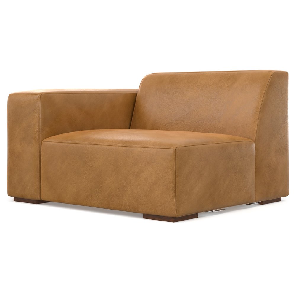 44" Sienna Leather Modular Sofa With Brown Legs HomeRoots