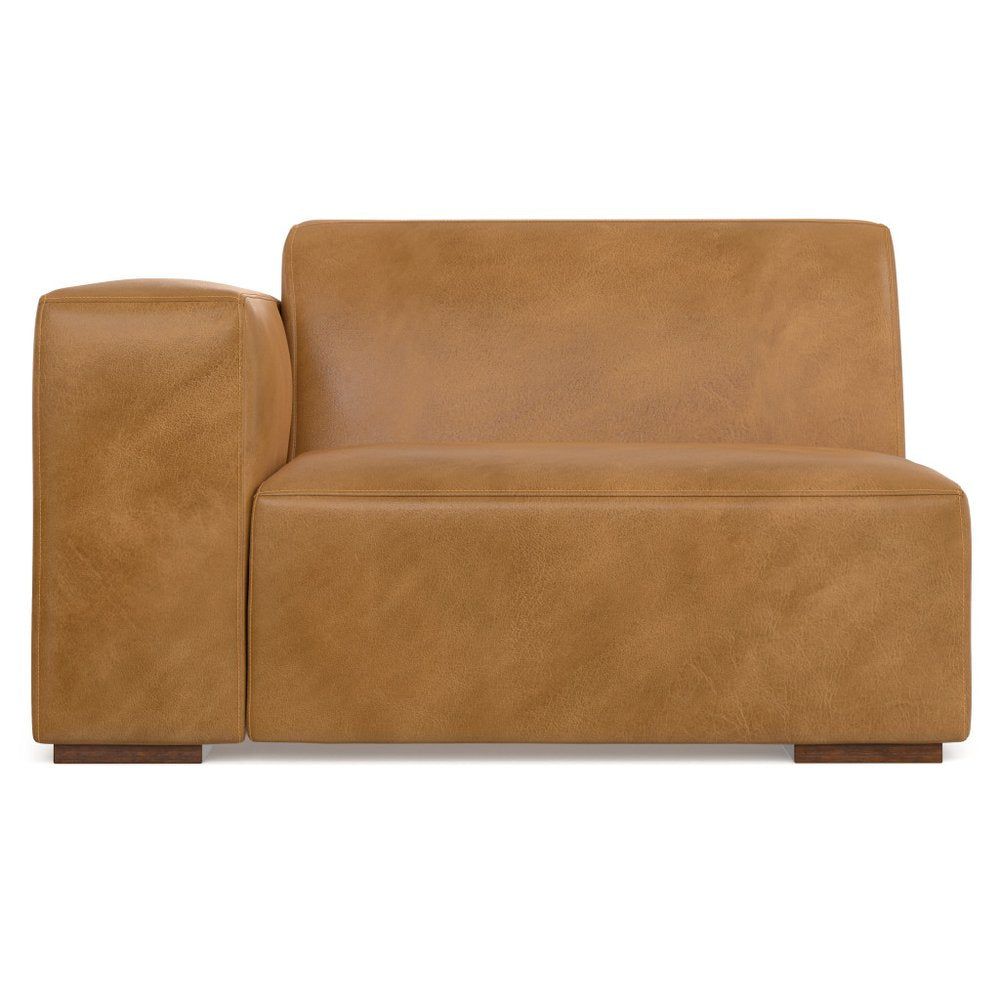 44" Sienna Leather Modular Sofa With Brown Legs HomeRoots