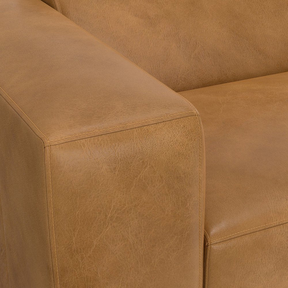 44" Sienna Leather Modular Sofa With Brown Legs HomeRoots
