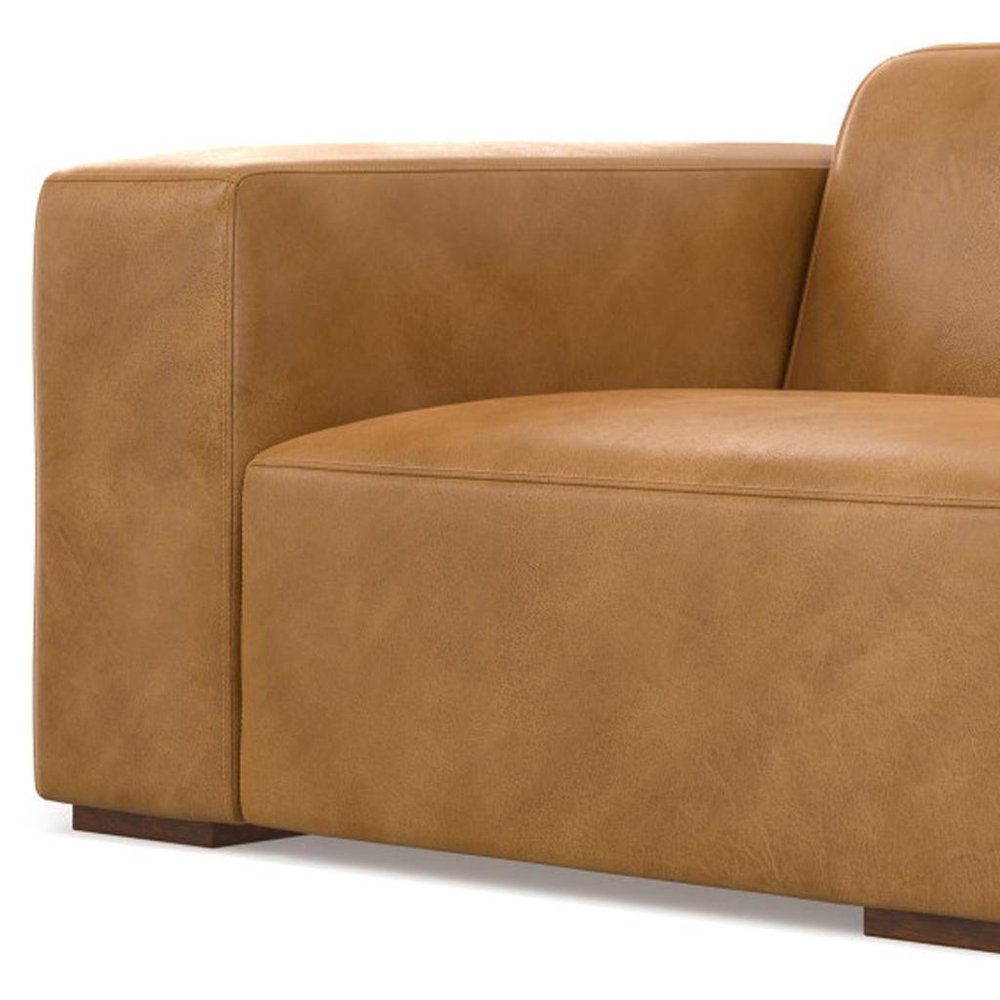 44" Sienna Leather Modular Sofa With Brown Legs HomeRoots