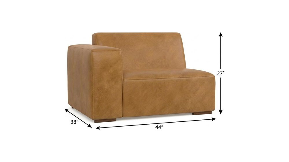 44" Sienna Leather Modular Sofa With Brown Legs HomeRoots