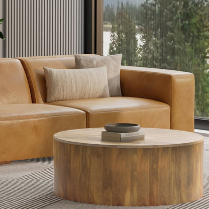 44" Sienna Leather Modular Sofa With Brown Legs HomeRoots