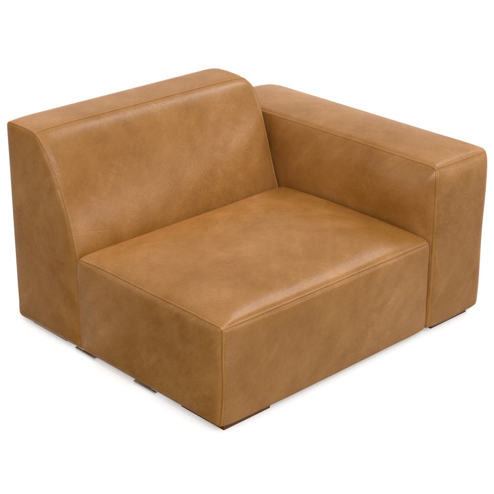 44" Sienna Leather Modular Sofa With Brown Legs HomeRoots
