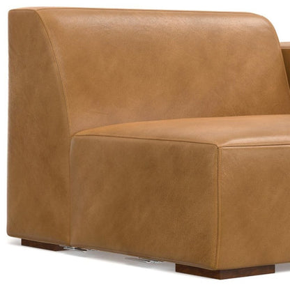 44" Sienna Leather Modular Sofa With Brown Legs HomeRoots