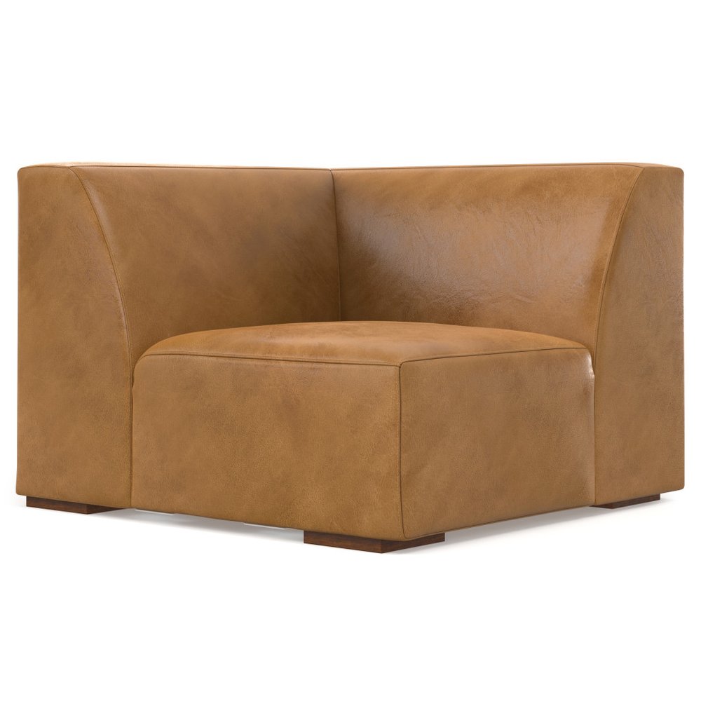 38" Sienna Leather Modular Sofa With Brown Legs HomeRoots