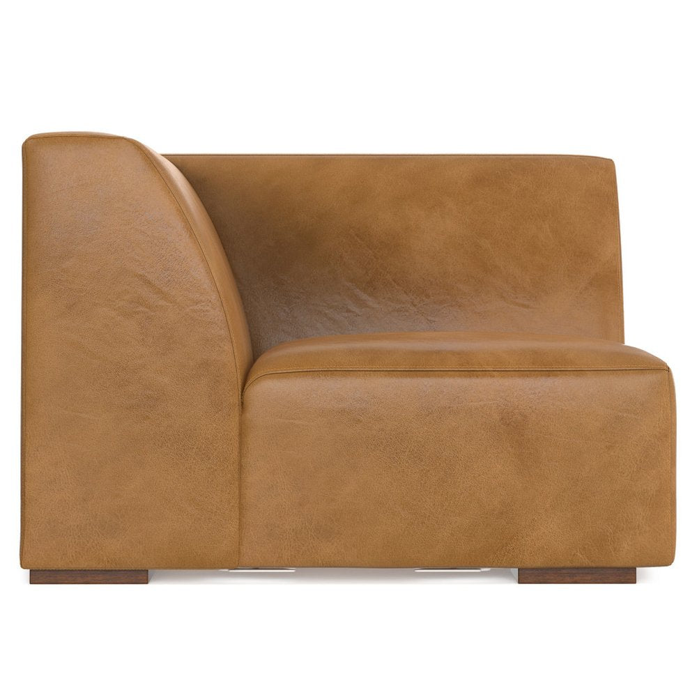 38" Sienna Leather Modular Sofa With Brown Legs HomeRoots