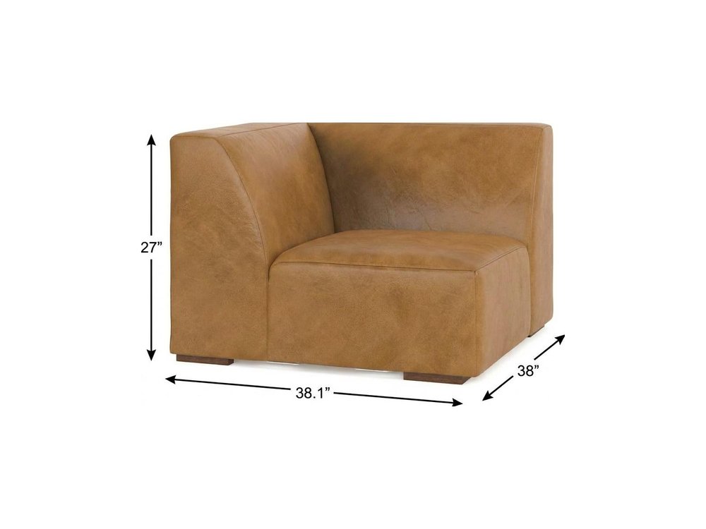 38" Sienna Leather Modular Sofa With Brown Legs HomeRoots