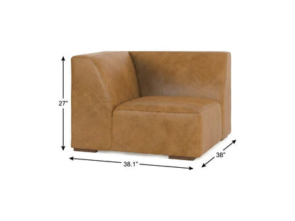 38" Sienna Leather Modular Sofa With Brown Legs HomeRoots