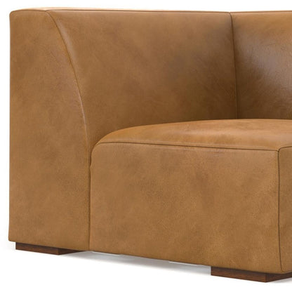 38" Sienna Leather Modular Sofa With Brown Legs HomeRoots